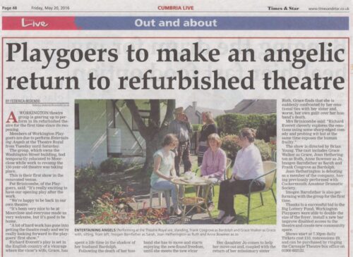 Entertaining Angels - Playgoers make an angelic return to refurbished theatre - Friday May 20, 2016