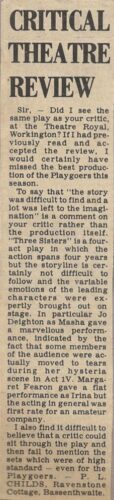 Reply To The Times And Star Critic By A Member Of The Audience
