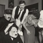 Some of the cast with 'the blow-up Hitler'