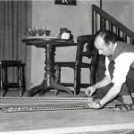 Because of the quick scene changes the Stage Crew built a revolving stage. Here is Ken Stockdale at work.