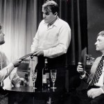 'Care to order, Sir', Waiter Jim Howson with Jerry played by Peter Wiseman and Robert played by Eddie Parsons