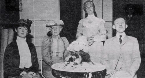 Jill Dickens As Clara Eynsford-Hill, Marjorie Hool As Mrs Eynsford-Hill, Meg Benson As Mrs Higgins And Graham Mitchell As Freddie Eynsford-Hill