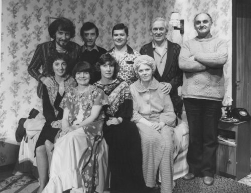 The cast of Bedroom Farce with Director Dudley Evans