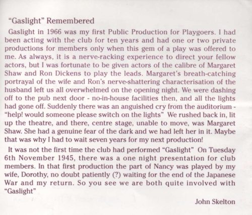 Gaslight Remembered By John Skelton (Diamond Jubilee Brochure 1995)