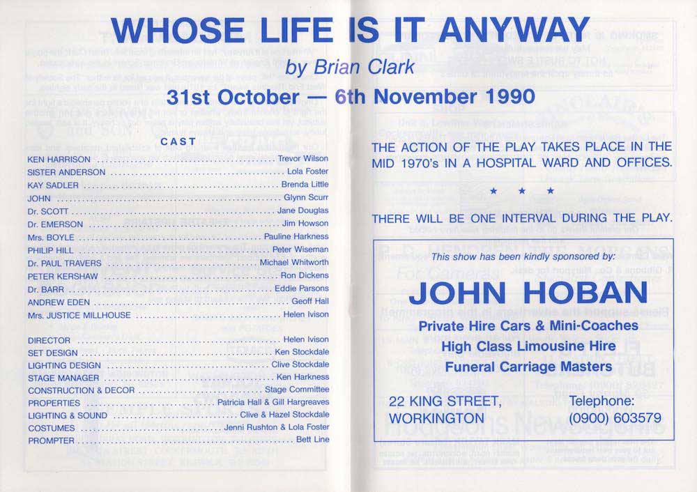Whose Life is it Anyway sponsored by John Hoban
