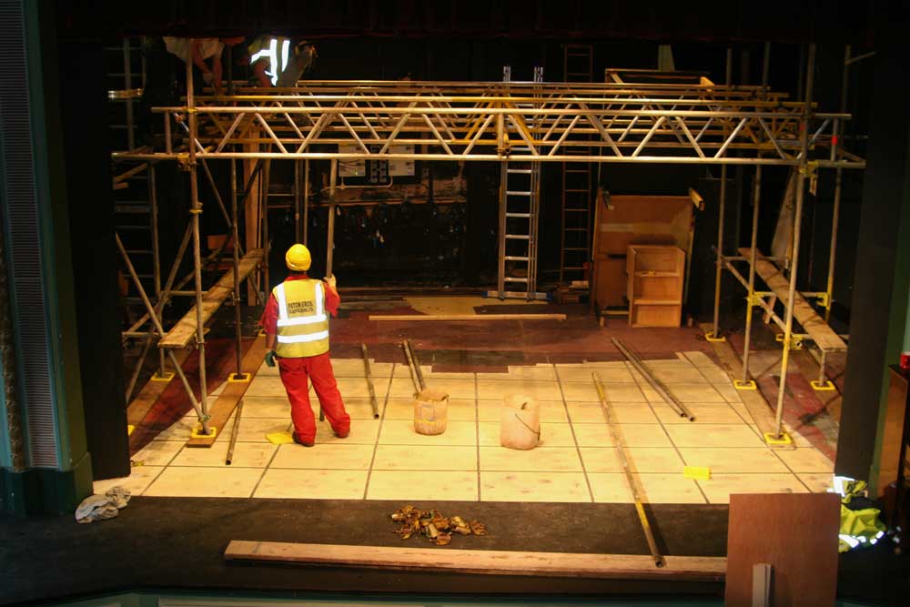 Scaffolding for the first floor