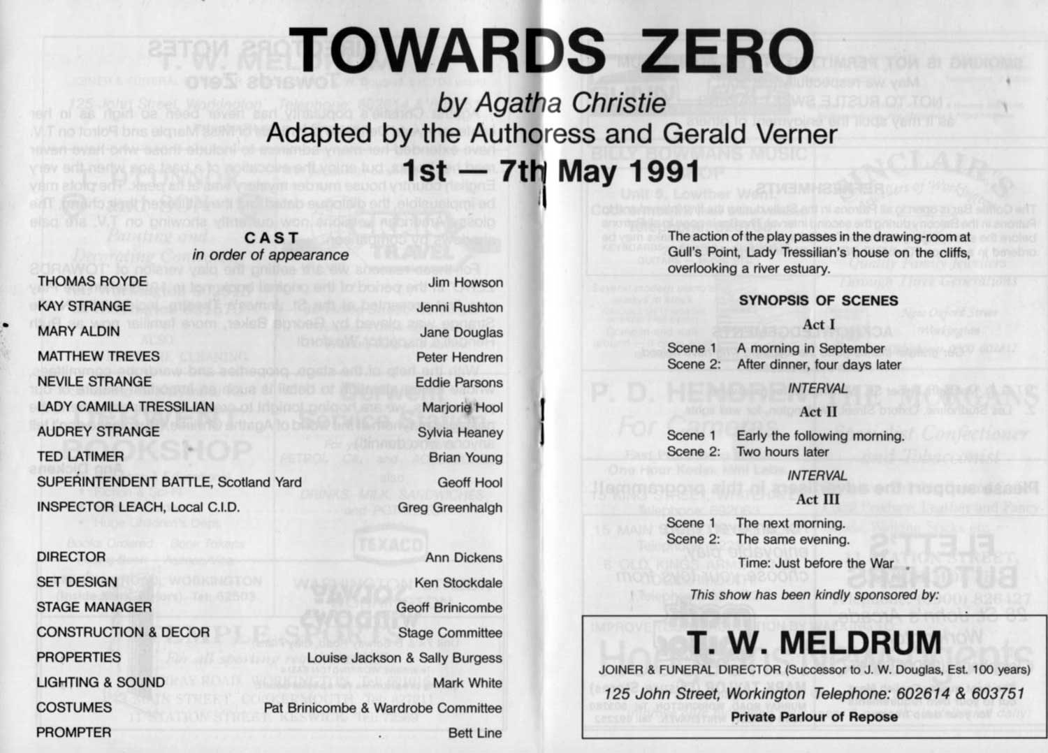 Towards Zero sponsored by T.W. Meldrum