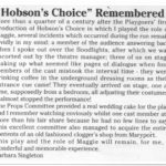 Barbara Singleton remembers Hobson's Choice 1969 ( Diamond Jubilee Brochure 1995)