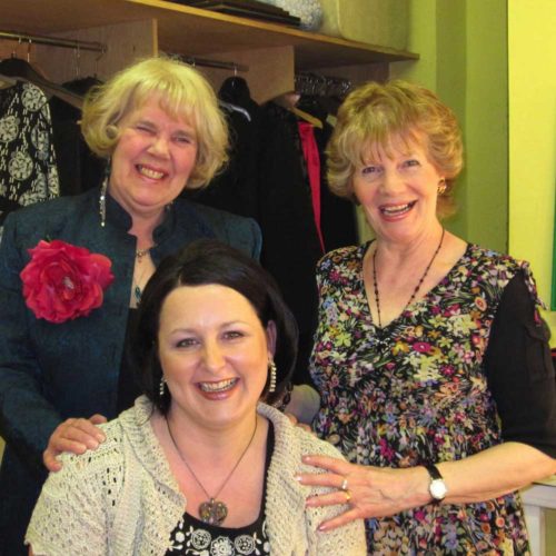 Director Pat Brinicombe with cast members Karen Thompson and Janet Whitehead