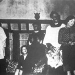 Checking their pools, watched by the Bishop (Richard Yowart) and Miss Skillon (Mary Brown) are Ida , Willie (Dave Collins), the Rev. Humphrey (Ian Bell), Mrs Toop, the Vicar Rev. Toop (Ron Dickens)