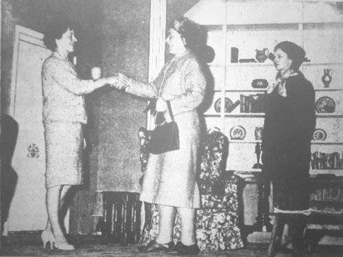 Mrs Karen Holt (Marjorie Hool) Says Good-bye To Miss Cunningham (Audrey Chandler), Watched By The Maid Stella (Patricia Donaldson)