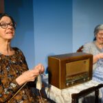 Ladies in Lavender March 2022 Jane Douglas - Ursula and Pam hayes - Janet enjoying two of their favourite hobbies, knitting and listening to the radio.