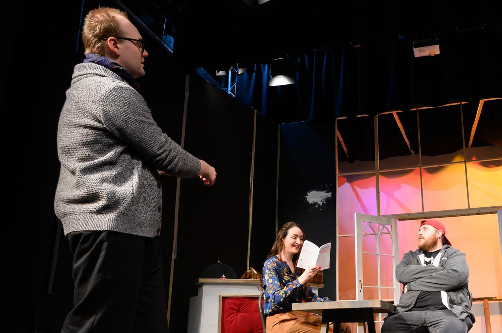 Director James Last 'blocking' the play with members of his cast.