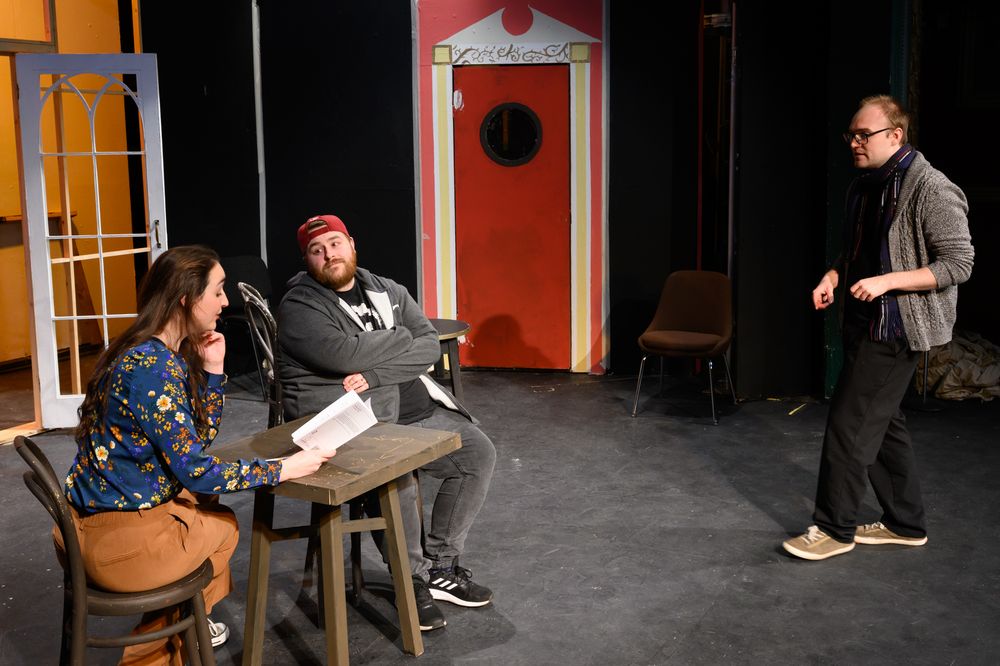 Director James Last 'blocking' the play with members of his cast.