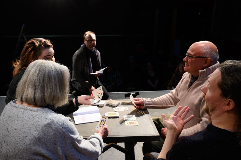 Director James Last 'blocking' the play with members of his cast.