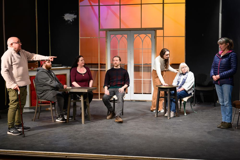 Director James Last 'blocking' the play with members of his cast.